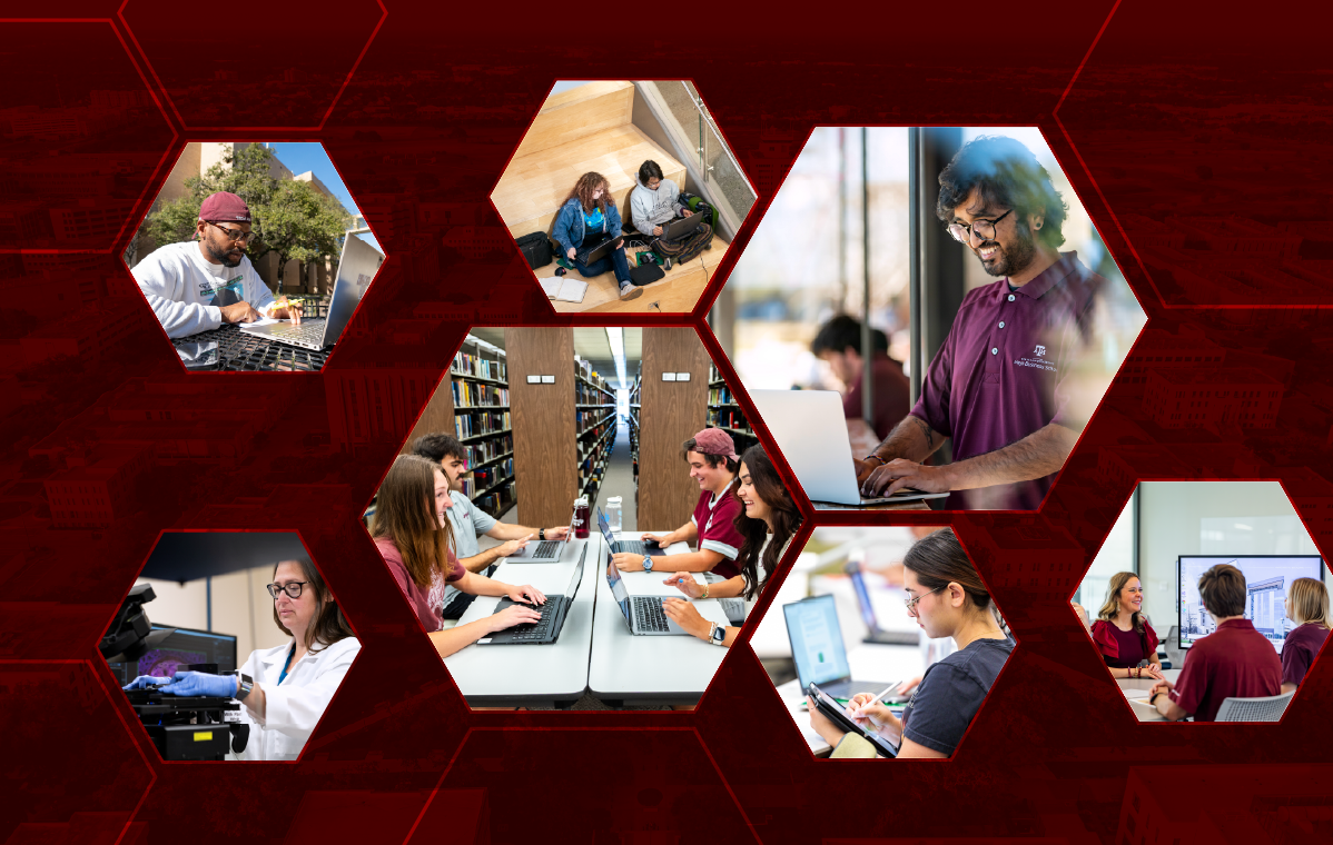 Collage of Aggies using technology