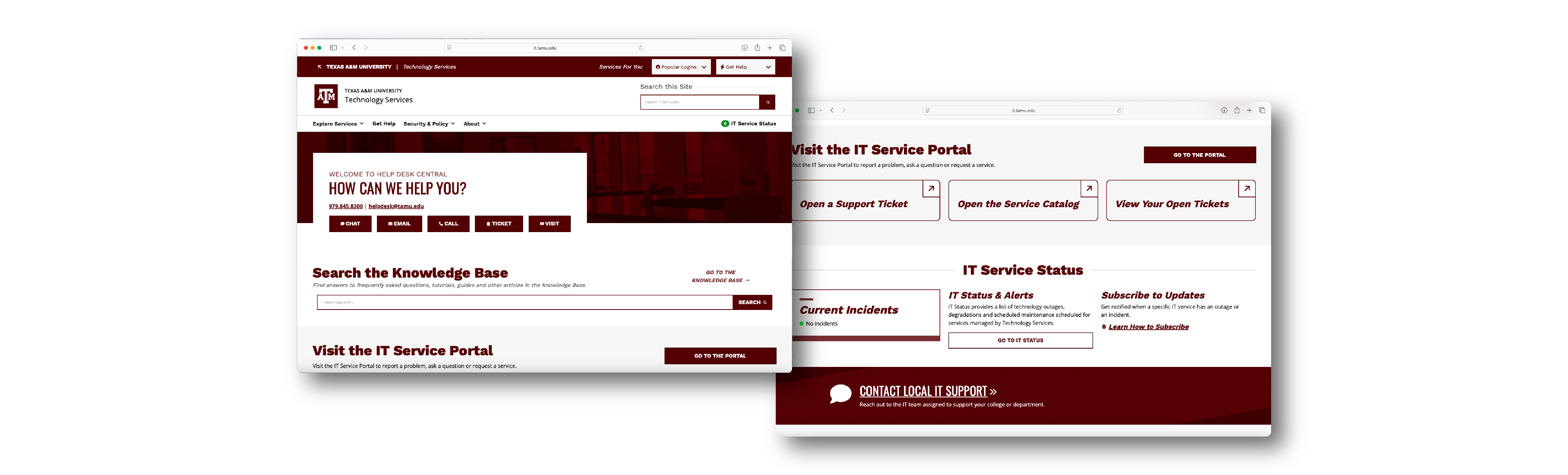 screenshot of Help website