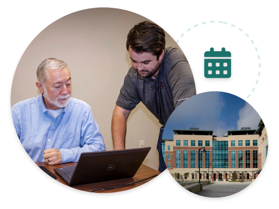 Texas A&M STAR team using the Microsoft Bookings App and the Health Science Center building