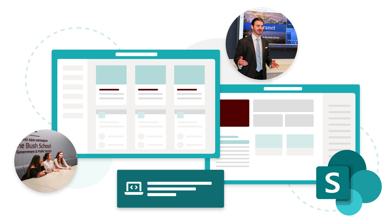 Texas A&M Bush School team using the Microsoft SharePoint App